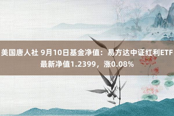 美国唐人社 9月10日基金净值：易方达中证红利ETF最新净值1.2399，涨0.08%