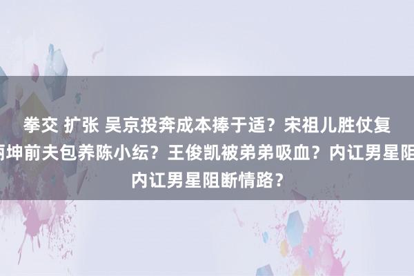 拳交 扩张 吴京投奔成本捧于适？宋祖儿胜仗复出？王丽坤前夫包养陈小纭？王俊凯被弟弟吸血？内讧男星阻断情路？