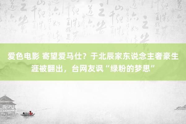 爱色电影 寄望爱马仕？于北辰家东说念主奢豪生涯被翻出，台网友讽“绿粉的梦思”