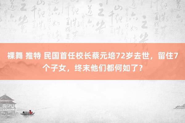 裸舞 推特 民国首任校长蔡元培72岁去世，留住7个子女，终末他们都何如了？