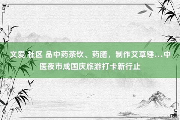 文爱 社区 品中药茶饮、药膳，制作艾草锤…中医夜市成国庆旅游打卡新行止