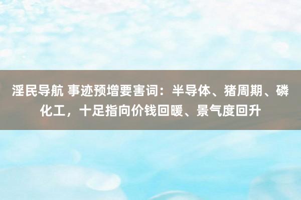 淫民导航 事迹预增要害词：半导体、猪周期、磷化工，十足指向价钱回暖、景气度回升