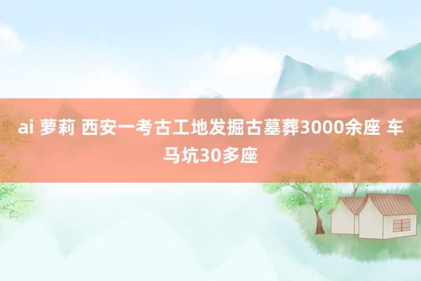 ai 萝莉 西安一考古工地发掘古墓葬3000余座 车马坑30多座