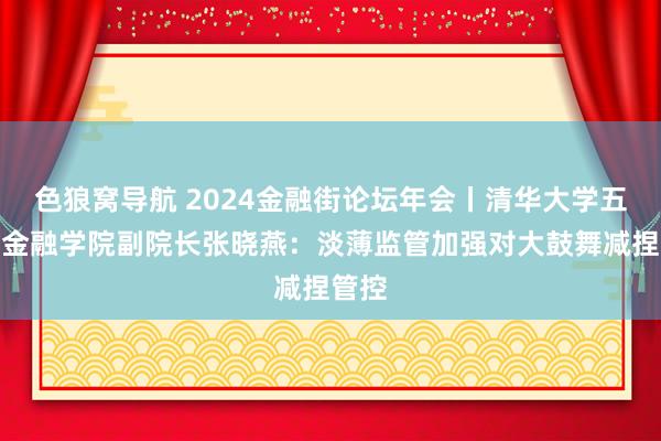 色狼窝导航 2024金融街论坛年会丨清华大学五谈口金融学院副院长张晓燕：淡薄监管加强对大鼓舞减捏管控