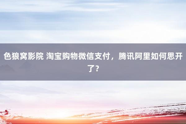 色狼窝影院 淘宝购物微信支付，腾讯阿里如何思开了？