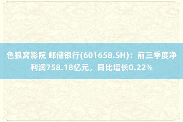 色狼窝影院 邮储银行(601658.SH)：前三季度净利润758.18亿元，同比增长0.22%