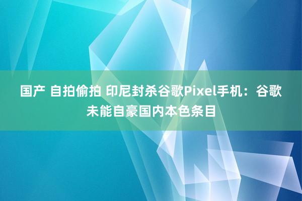 国产 自拍偷拍 印尼封杀谷歌Pixel手机：谷歌未能自豪国内本色条目