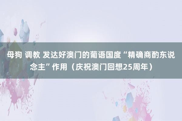 母狗 调教 发达好澳门的葡语国度“精确商酌东说念主”作用（庆祝澳门回想25周年）