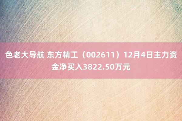 色老大导航 东方精工（002611）12月4日主力资金净买入3822.50万元