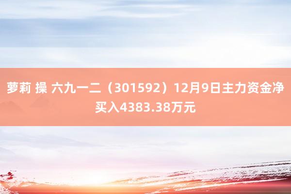 萝莉 操 六九一二（301592）12月9日主力资金净买入4383.38万元