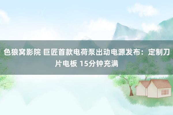 色狼窝影院 巨匠首款电荷泵出动电源发布：定制刀片电板 15分钟充满