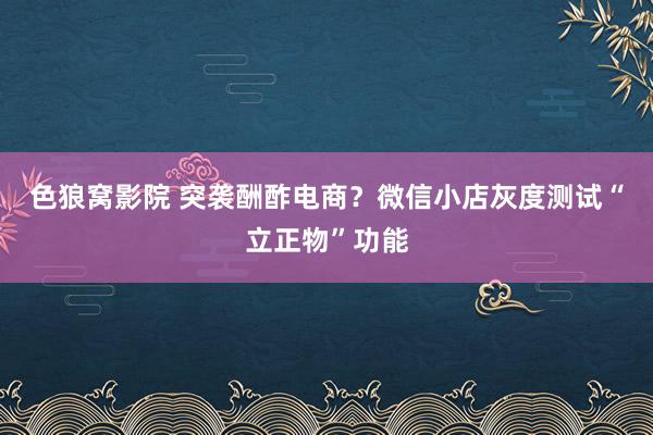 色狼窝影院 突袭酬酢电商？微信小店灰度测试“立正物”功能