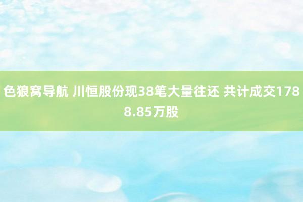 色狼窝导航 川恒股份现38笔大量往还 共计成交1788.85万股