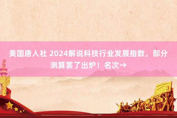 美国唐人社 2024解说科技行业发展指数，部分测算罢了出炉！名次→