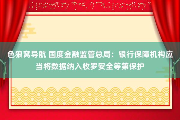 色狼窝导航 国度金融监管总局：银行保障机构应当将数据纳入收罗安全等第保护