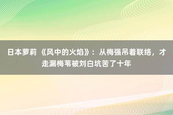 日本萝莉 《风中的火焰》：从梅强吊着联络，才走漏梅苇被刘白坑苦了十年