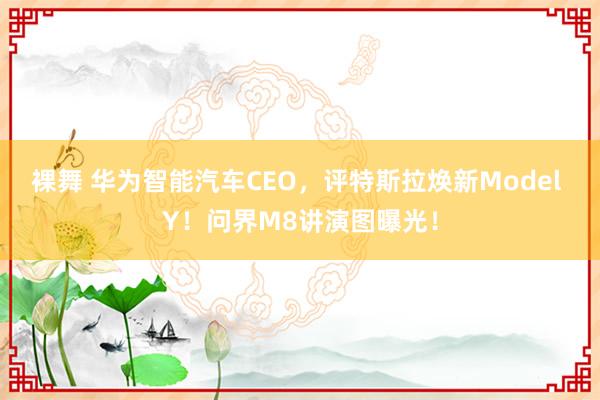 裸舞 华为智能汽车CEO，评特斯拉焕新Model Y！问界M8讲演图曝光！