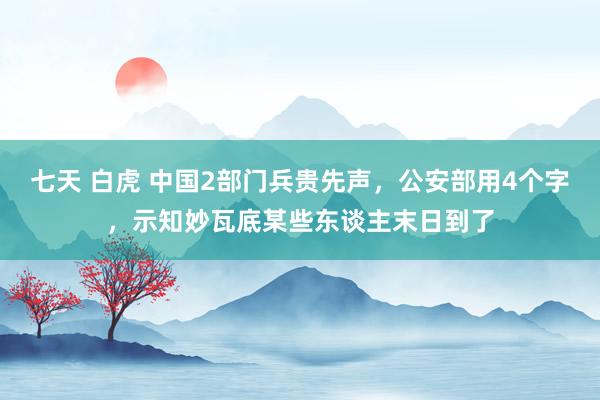 七天 白虎 中国2部门兵贵先声，公安部用4个字，示知妙瓦底某些东谈主末日到了