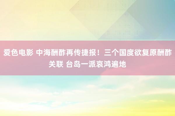 爱色电影 中海酬酢再传捷报！三个国度欲复原酬酢关联 台岛一派哀鸿遍地